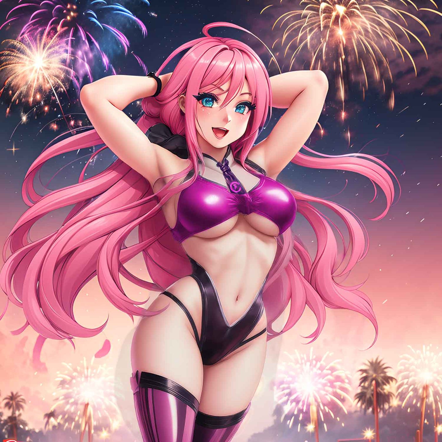 Sasha Nakamoto standing around fireworks